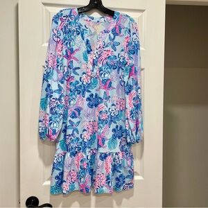 Lilly Pulitzer Alyssa Long Sleeve Dress Multi Bahamas Beachcomber Small S EUC